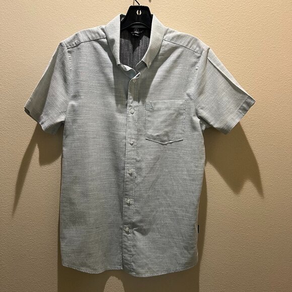 Volcom Men's Light Green Short Sleeve Button Down Shirt Size S - Picture 1 of 5